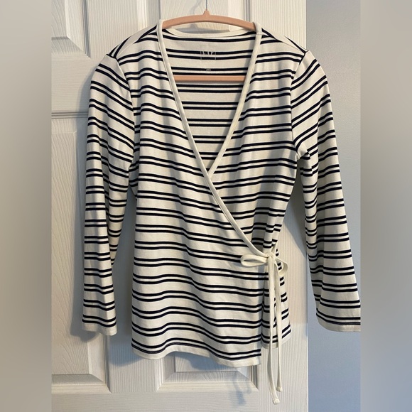 GAP wrap top, navy stripe/white - Picture 1 of 4